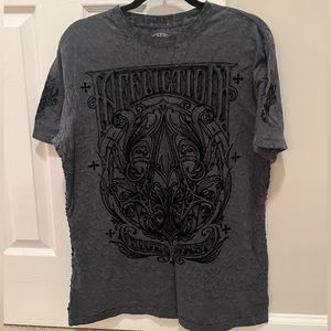 Affliction, men’s gray, distressed, tee size large, live fast